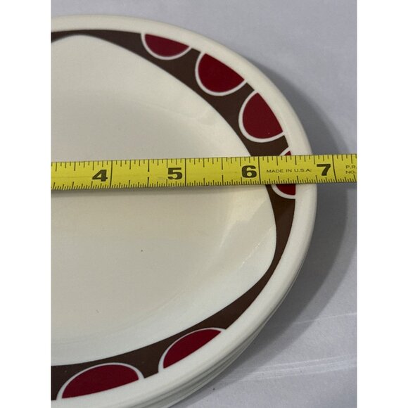 Corelle Vitrelle Kitu Bread Plates Set Of 6 Sandstone Brown & Red Dots Pattern - Picture 5 of 5